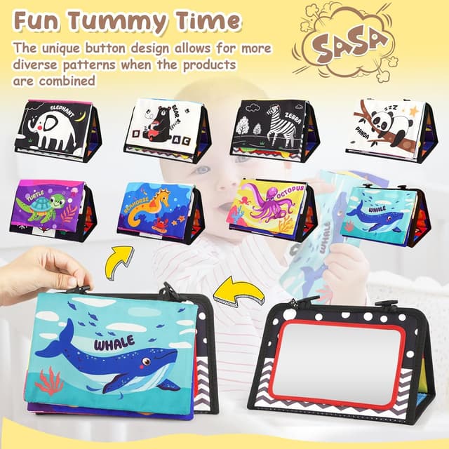 Thumbnail 4 de URMYWO Tummy Time Toys black and white baby mirror 0–12 months