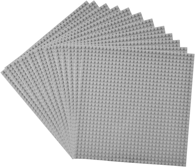 Detalle 2 de Lekebaby Classic 10" x 10" Baseplates (Pack of 12) in Grey, Compatible Building Brick Base Plates