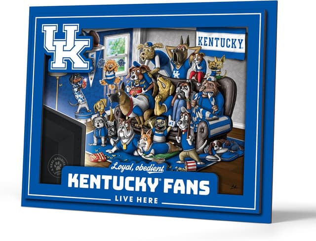 Detalle de YouTheFan Officially-Licensed NCAA Purebred 3D Wall Art (18 x 13.5 in) — Humorous Hand-Drawn Dog Cartoon Indoor Team Decor