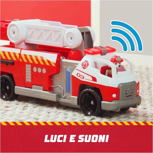 Detalle de Paw Patrol Fire Rescue: Camion dei Pompieri a caricamento rapido con Marshall, luci e suoni (3+ anni)