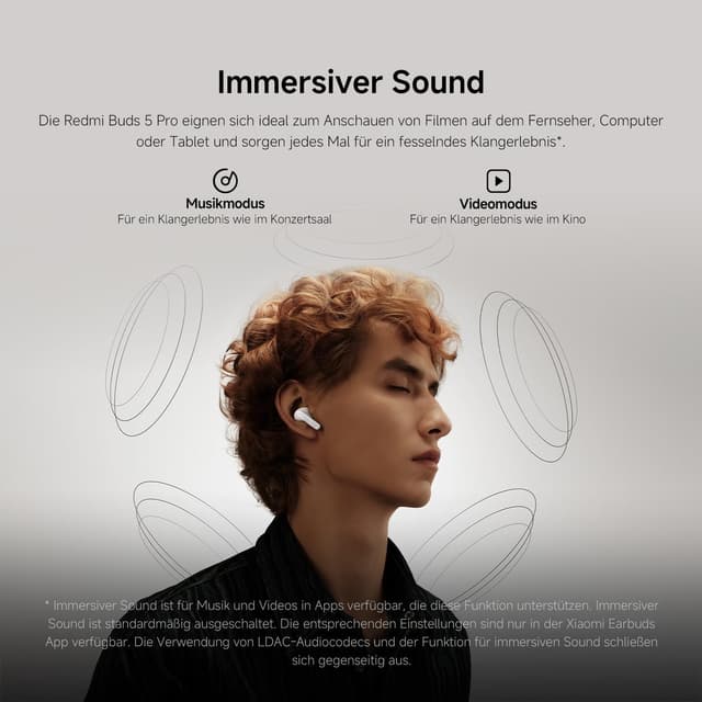 Detalle 2 de XIAOMI Redmi Buds 5 Pro 38 Std. Akkulaufzeit