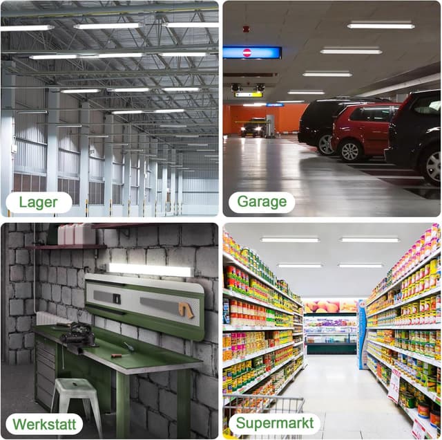 Detalle 1 de TONFFI LED Feuchtraumleuchte 60 cm (IP65) 18 W, 1.800 lm, neutralweiß 4.000 K – verknüpfbar