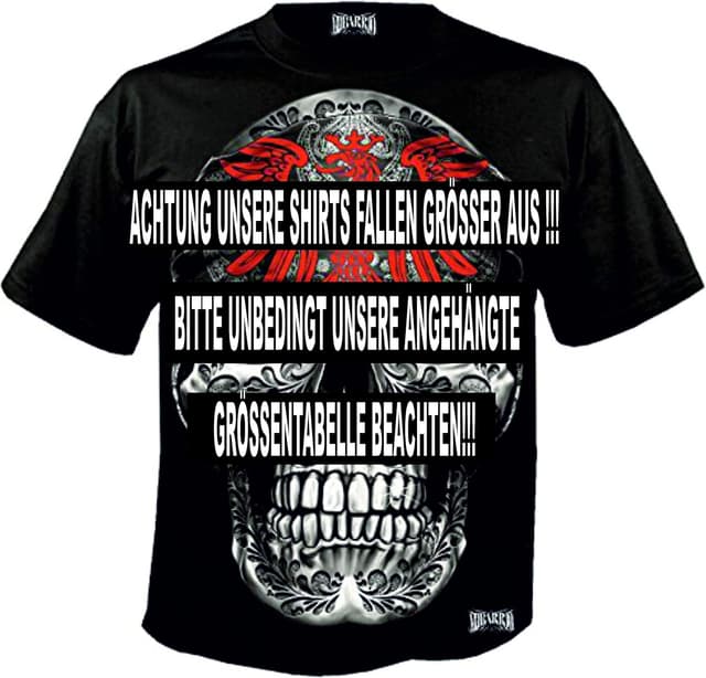 Detalle 1 de Mi Barrio Art Big Skull Frankfurt T-Shirt schwarz (100% Baumwolle) – Größen S bis 3XL