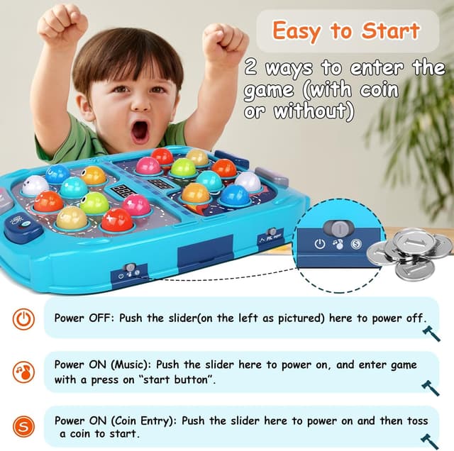 Detalle 2 de Whack Game Mole for Toddlers (Pounding Toy) with Sound, Light & PK Mode, Age 3–12