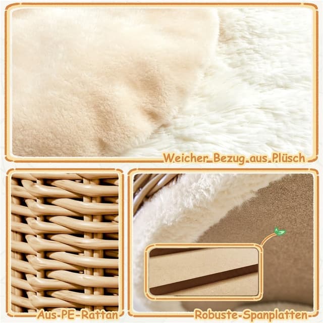 Thumbnail 6 de Yaheetech Kratzbaum Rattan Kletterbaum für große Katzen bis 10 kg – 91 cm mit großen Plattformen & Höhle