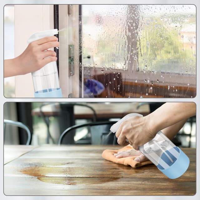 Detalle de Rionisor 16 oz Refillable Glass Spray Bottles with Silicone Sleeve Protection and Adjustable Nozzle (Blue, 1-Pack)