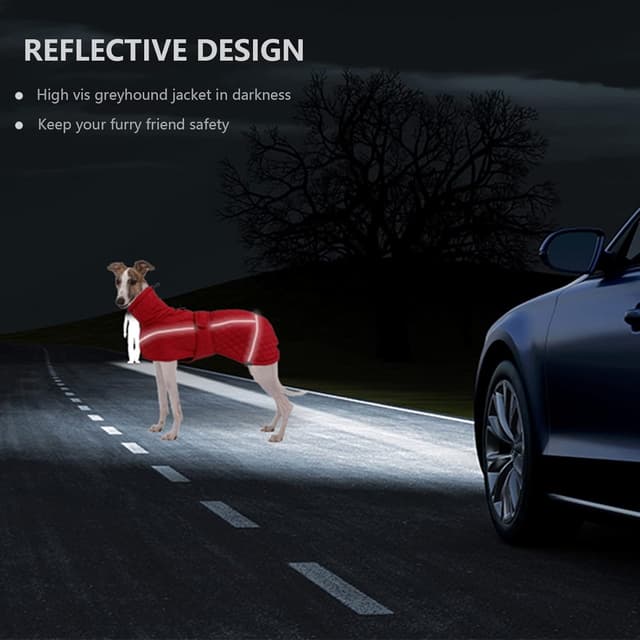 Detalle de babepet Greyhound Quilted Winter Coat (Adjustable) with Zipper Harness Hole & Reflective Trim