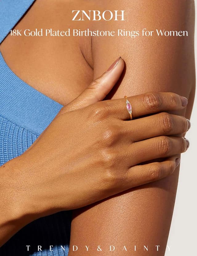 Detalle 2 de ZNBOH Geburtsstein Ring Gold, 12 Farben