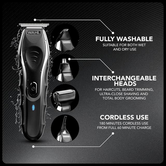 Detalle 2 de Wahl Aqua Blade 10-in-1 Multi Groomer for Men – beard trimmer, stubble & body shaver kit
