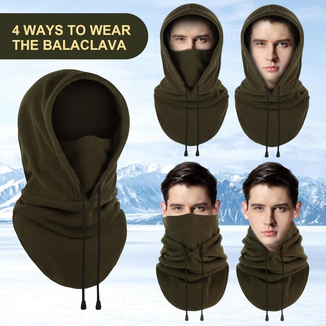 Detalle de FEIKELUN 5-in-1 Thermal Balaclava Snood – Windproof fleece face & neck warmer for ski, cycling and outdoor winter