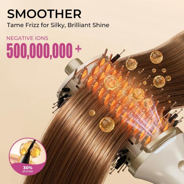 Detalle de GOMYTH Upgraded 5-in-1 Blow Dryer Brush with Heated Comb (70mm) for Wet & Dry Styling