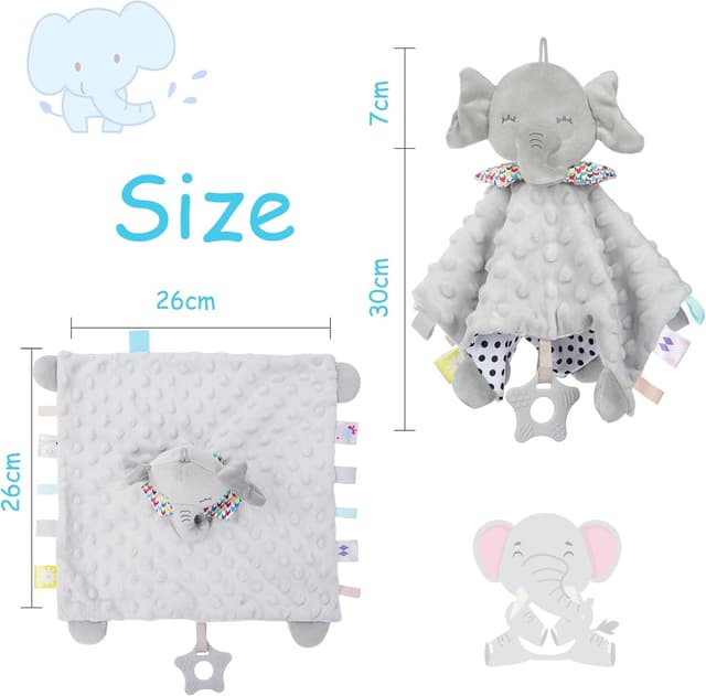 Detalle 2 de Vicloon Schmusetuch Elefant Kuscheltuch 26 x 26 cm