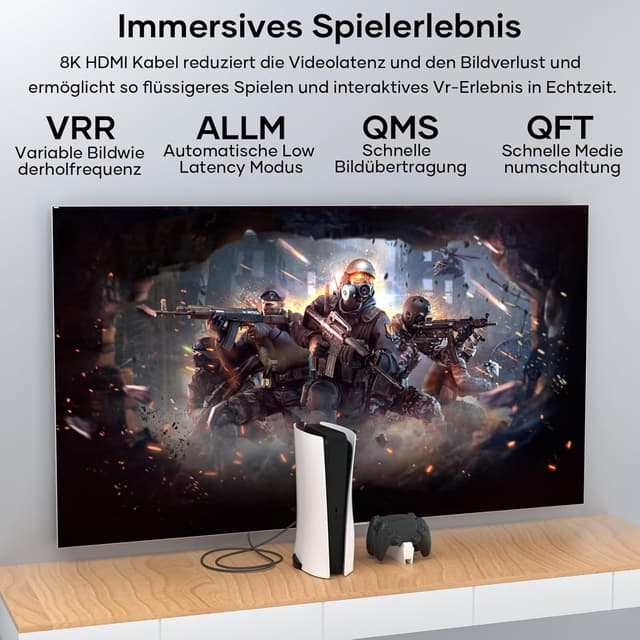 Detalle de woednx HDMI-Kabel 3 m (HDMI 2.1, 48 Gbit/s) 10K 8K, 4K@120 Hz, HDR10 eARC – 3.000 mm