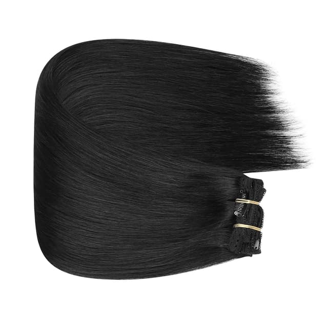 Thumbnail 6 de Fshine Echthaar-Haarverlängerung als Tressen (60 cm, 100 g) in Pechschwarz zum Einnähen