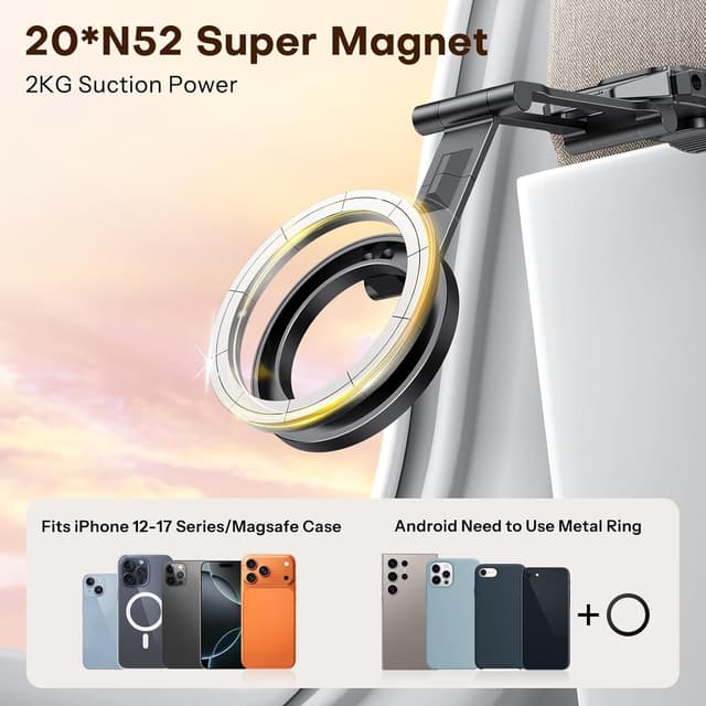 Detalle de OMOTON TP02 Pro 360° Rotatif pour trépied MagSafe avec vis 1/4" et plateau Arca-Swiss