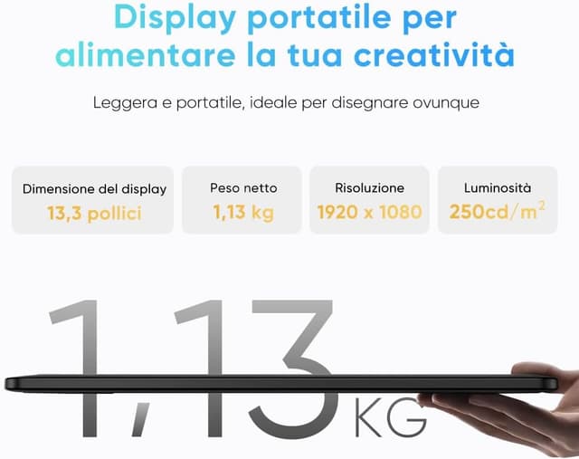 Detalle de XPPen Artist 13.3 Pro V2 – Tavoletta grafica con schermo da 13,3” e 16.384 livelli di pressione, per Windows, ChromeOS e altro
