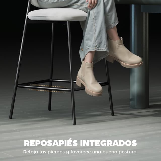 Thumbnail 4 de HOMCOM Juego de 2 Taburetes de Cocina Tapizados en Terciopelo