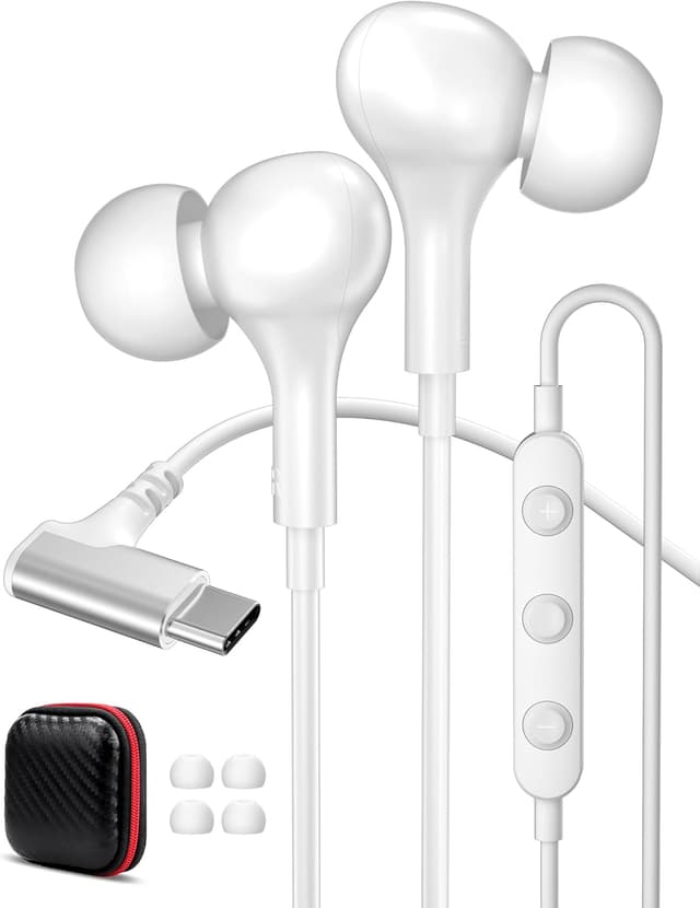Detalle de ACOCBUY USB-C Wired In-Ear Headphones with Mic (Right-Angle, Magnetic) for Pixel, iPhone & Samsung