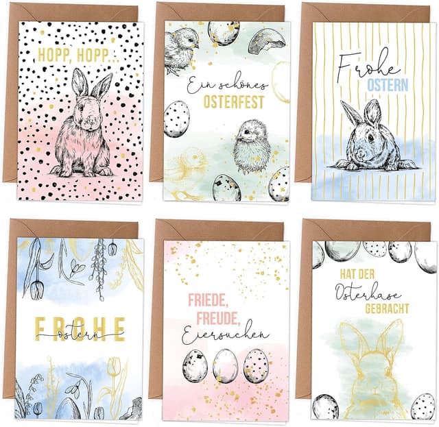 Detalle de Papierdrachen Osterkarten 6 frühlingshafte Klappkarten