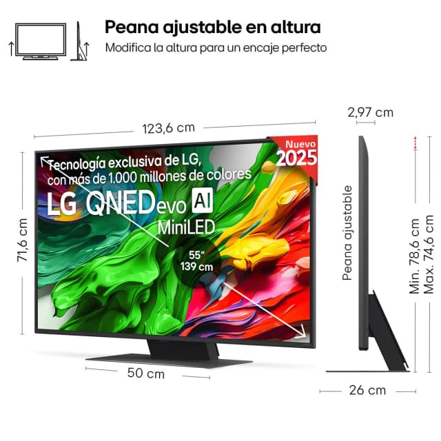 Detalle 2 de LG 55QNED86A6A QNED evo MiniLED AI (55") 4K Smart TV reacondicionada grado A