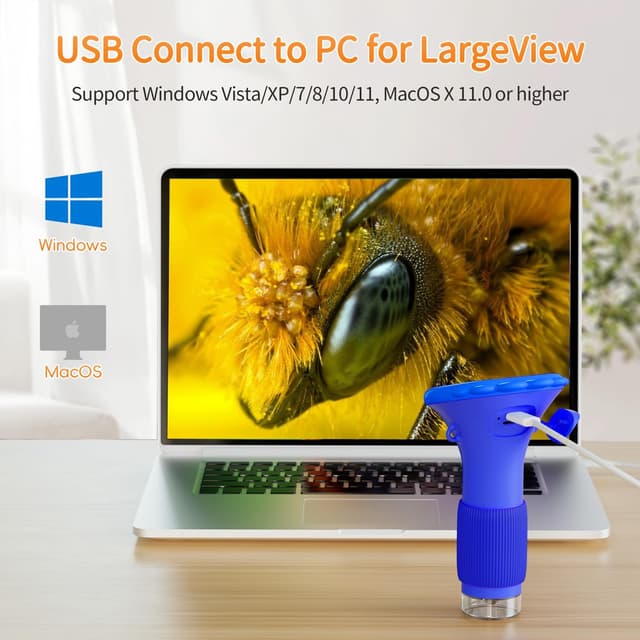 Detalle 2 de SGAINUL Digitales Mikroskop für Kinder (Mini-Mikroskopkamera) mit 2-Zoll-Bildschirm, bis 1.000x Zoom – blau