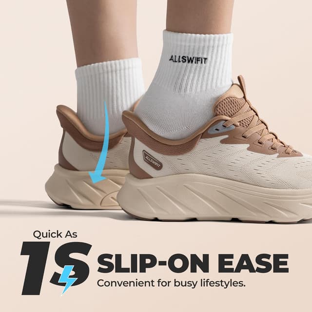 Detalle 2 de ALLSWIFIT Slip On Stability Walking Shoes 56% EVA Rebound 🏃♀