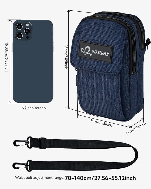 Detalle 2 de Waterfly Small Shoulder Crossbody Bag – mini belt bag with adjustable strap and carabiner