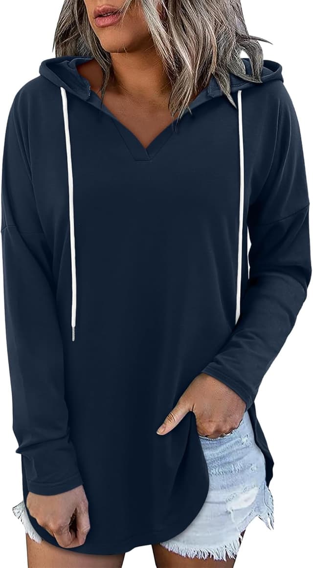 Detalle de CHICZONE Ladies Fashion Tops Hoodies – Oversized Pullover Long Sleeve Sweatshirts with V-neck