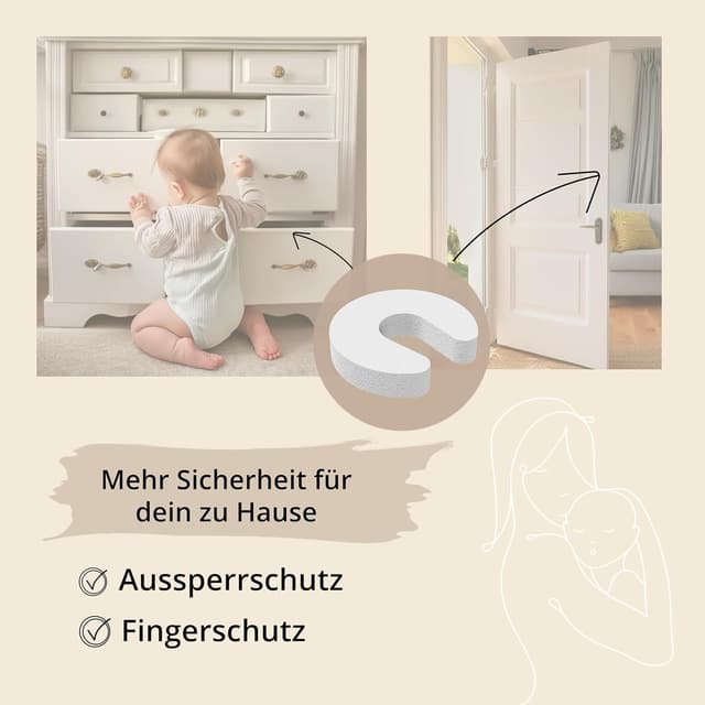 Detalle de Gadgetto Kindersicherung Tür (6 Stück) – Türstopper aus Schaumstoff gegen Fingerklemmen