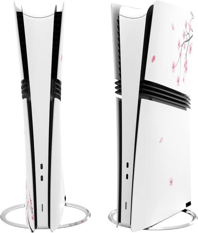 Detalle de Playvital Full Set Skin Stickers for PS5 Pro — Vinyl decal wrap set for console, controller, headset & more (Falling Cherry Blossom)