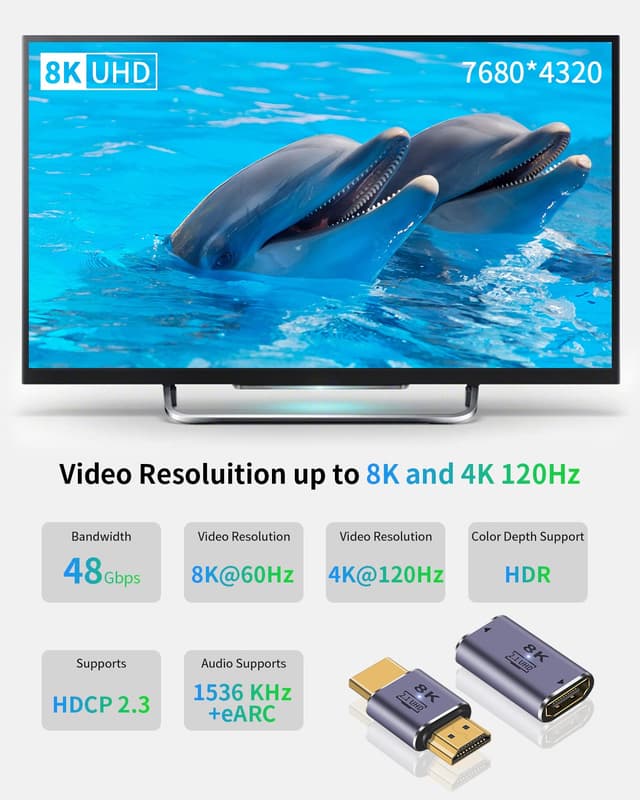 Detalle 2 de Duttek 8K HDMI 2.1 Adapter 48 Gbps