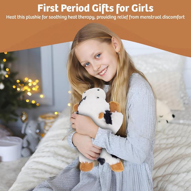 Detalle de Marysun Microwaveable Heated Cow Stuffed Animal – weighted plush heating pad gift