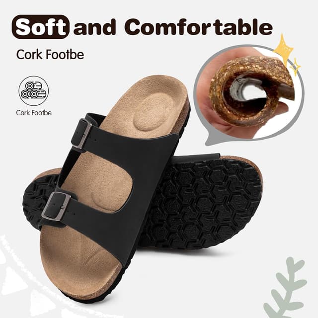 Detalle de FITORY Glitter Slide Sandals with Cork Footbed and Adjustable Straps (Kids)