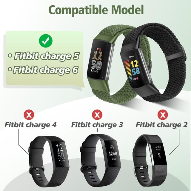 Detalle 2 de SHIJZWD Elastic Braided Straps for Fitbit Charge 5/6 – Breathable Adjustable Nylon Loop Replacement Bands
