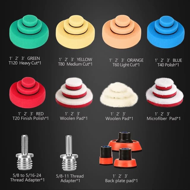 Detalle 2 de SPTA 29pcs Polierpad Set 25/50/80mm mit M14 Gewinde