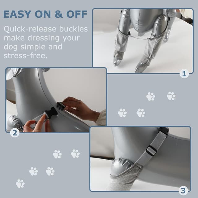 Detalle de Hisprout Pet Dog Front Leg Knee Pads & Recovery Sleeve (L) – Grey with Footprints, 2 Pack