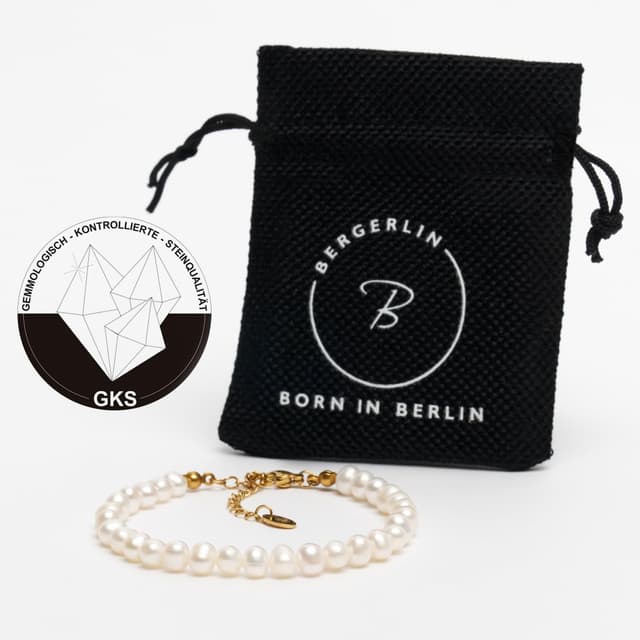 Detalle de BERGERLIN Perlenfußkette mit echtem Perlenbesatz – mit vergoldetem Verschluss & Echtheitszertifizierung