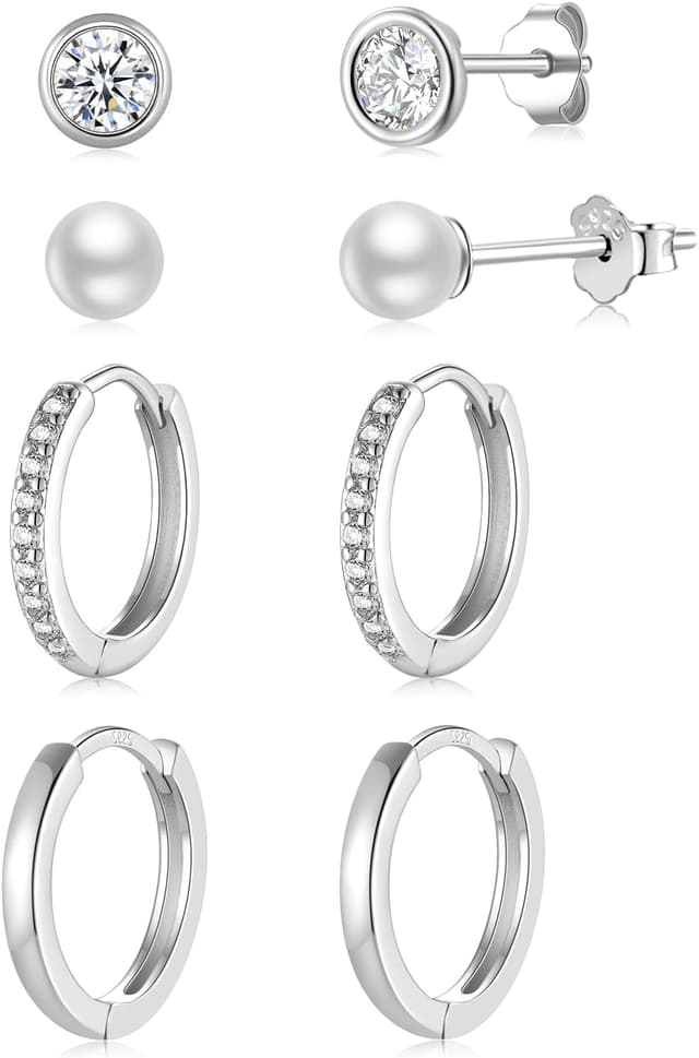 Thumbnail 6 de Ohrstecker Creolen Set 925 Silber, 4 Paar