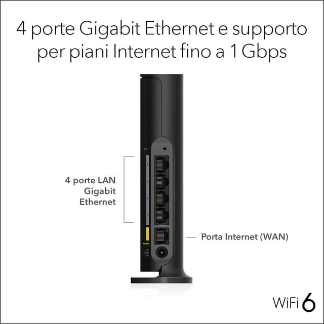Detalle de NETGEAR WiFi 6 RAX9 (AX1800) con sicurezza avanzata e copertura fino a 90 m²
