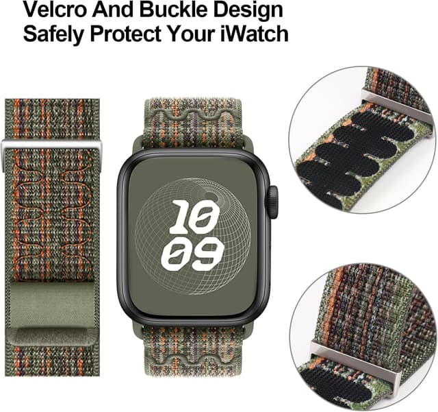 Detalle de GZ GZHISY Sport Loop Nylon Band for Apple Watch (38mm–49mm) — hook-and-loop fastener replacement strap