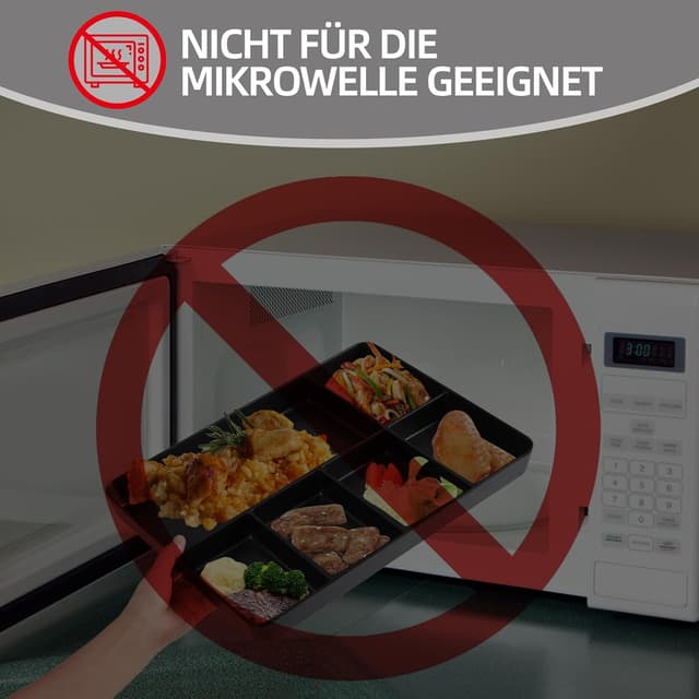 Thumbnail 6 de La Joventino 2er-Set Snack Tray aus Melamin – spülmaschinenfestes Fächertablett für Küche & Theke (schwarz)