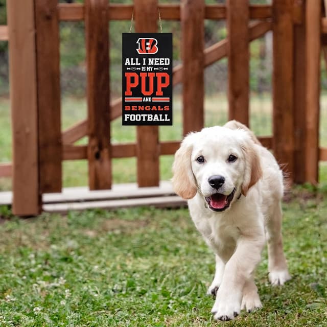 Detalle 2 de NFL Cincinnati Bengals “All I Need Is My Pup and Football” Yard Sign by Pets First