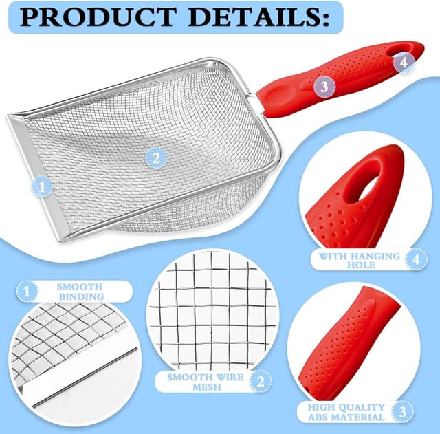 Detalle 2 de UMUACCAN Beach Mesh Shovel Shark Tooth Sifter (Red) for Shell Collecting