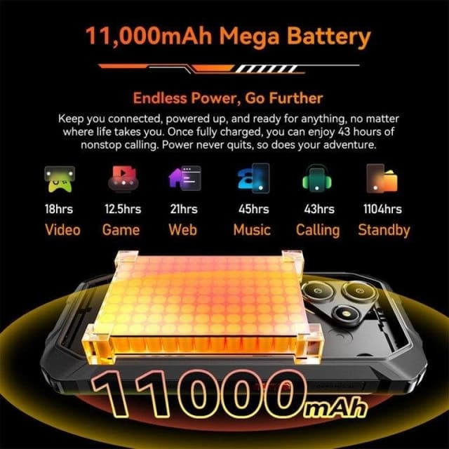 Detalle de OSCAL Marine 2 4G con 8GB RAM, 256GB y batería de 11.000 mAh (6,56") negro