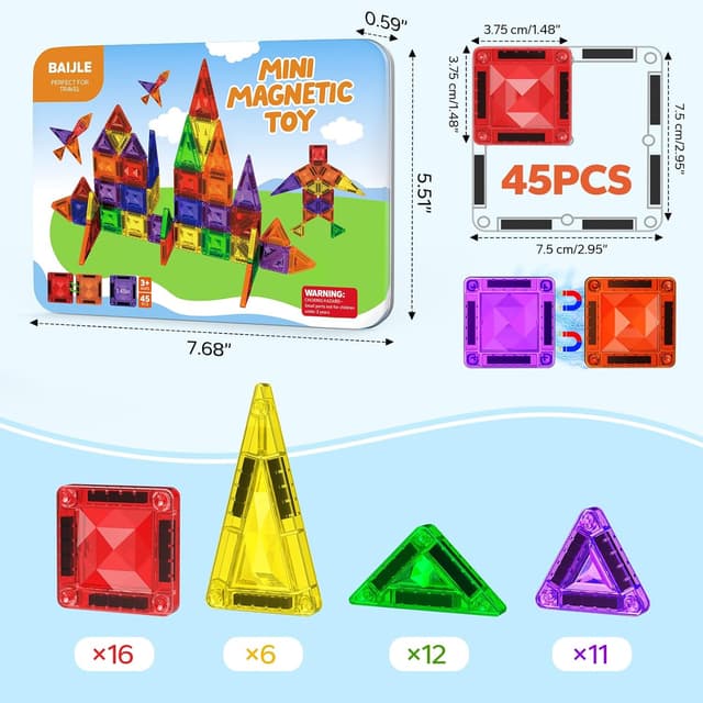 Thumbnail 6 de Mini Magnetic Tiles 45PCS Travel Set