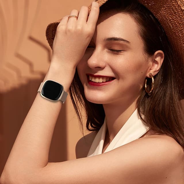 Thumbnail 6 de Yoohoo stainless steel magnetic replacement straps for Fitbit Versa 3, Versa 4 & Sense 2 (Starlight)