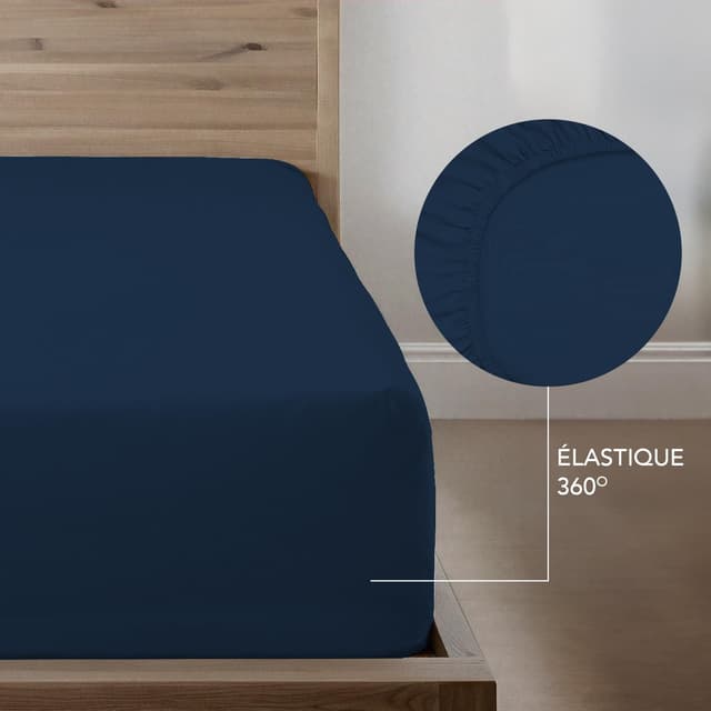 Detalle de Dreamzie Parure de lit 160 x 200 (4 pièces) microfibre : housse de couette 240 x 220 + drap housse + 2 taies 65 x 65, certifiée Oeko-Tex