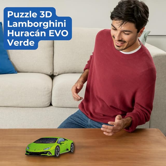 Detalle de Ravensburger Puzzle 3D Lamborghini Huracán EVO, modellismo da costruire in 108 pezzi (3D, Easy Click) per bambini e adulti