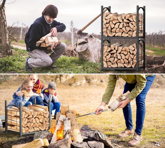 Thumbnail 6 de HFHOME Log Store Indoors 2‑Tier 78 x 46 cm