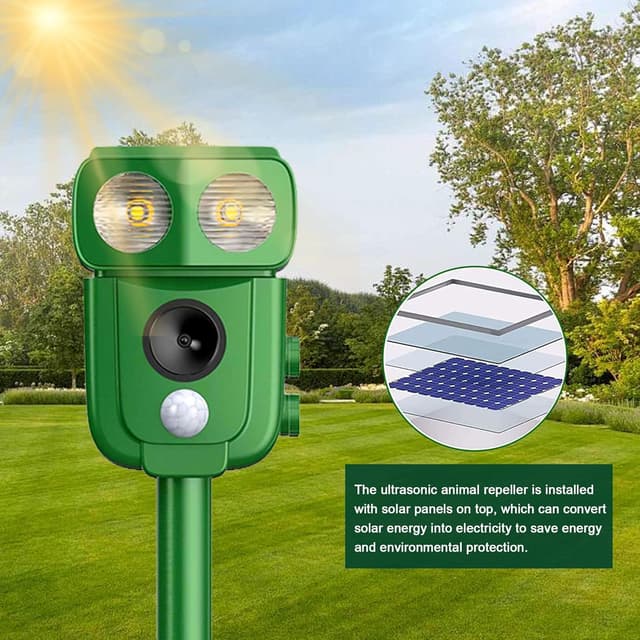 Thumbnail 6 de Ashmita Ultrasonic Cat Repeller (USB & Solar) with PIR Sensor and LED Flash, IP65 Waterproof